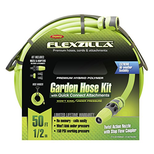 Flexzilla Garden Hose Kit with Quick Connect Attachments, 1/2 in. ...