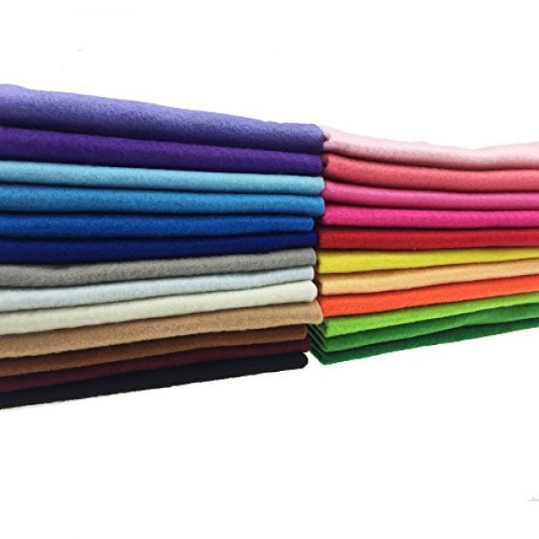 24pcs Thick 1.4mm Soft Felt Fabric Sheet Assorted Color Felt Pack ...