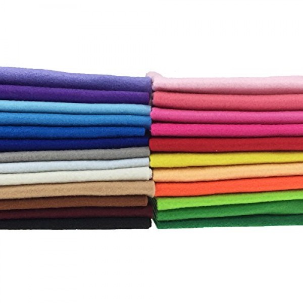 24pcs Thick 1.4mm Soft Felt Fabric Sheet Assorted Color Felt Pack ...