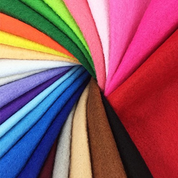 24pcs Thick 1.4mm Soft Felt Fabric Sheet Assorted Color Felt Pack ...