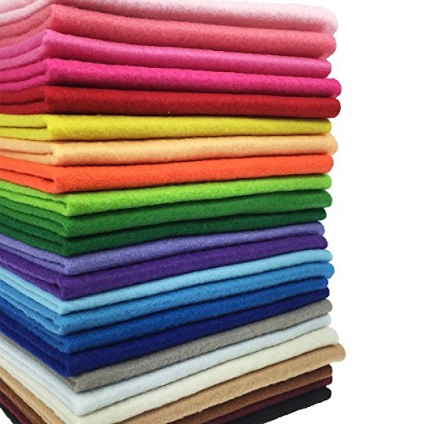 24pcs Thick 1.4mm Soft Felt Fabric Sheet Assorted Color Felt Pack ...