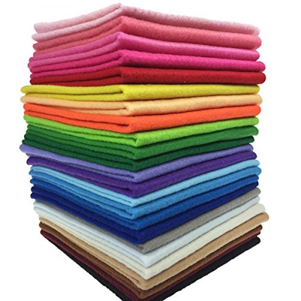 24pcs Thick 1.4mm Soft Felt Fabric Sheet Assorted Color Felt Pack ...