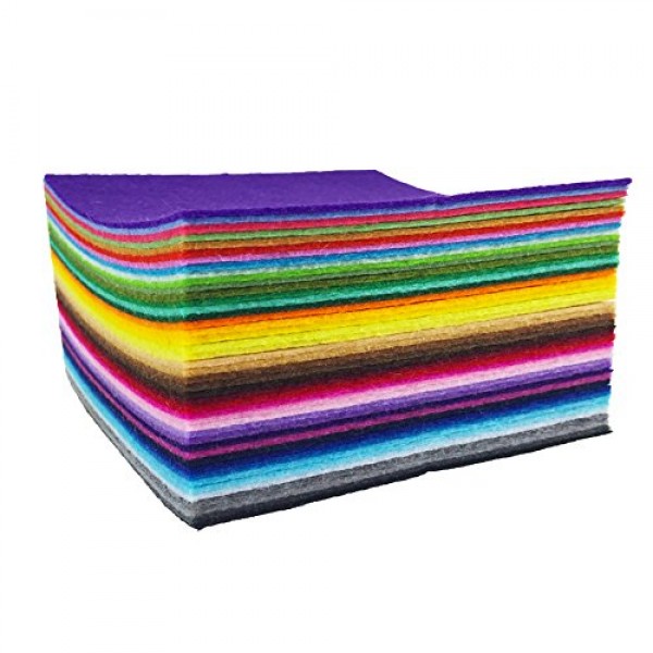 flic-flac 44PCS 12 x 12 inches 30 x 30cm Assorted Color Felt Fab...