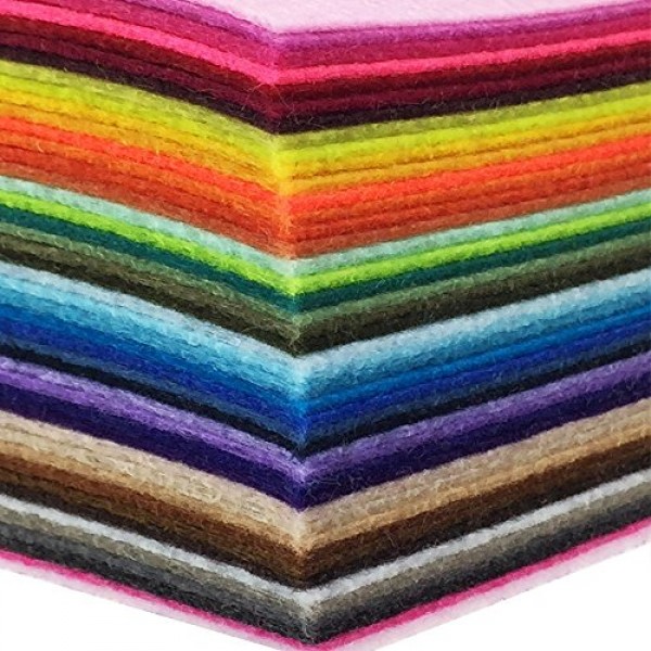 flic-flac 44PCS 4 x 4 inches 10 x10cm Assorted Color Felt Fabric...