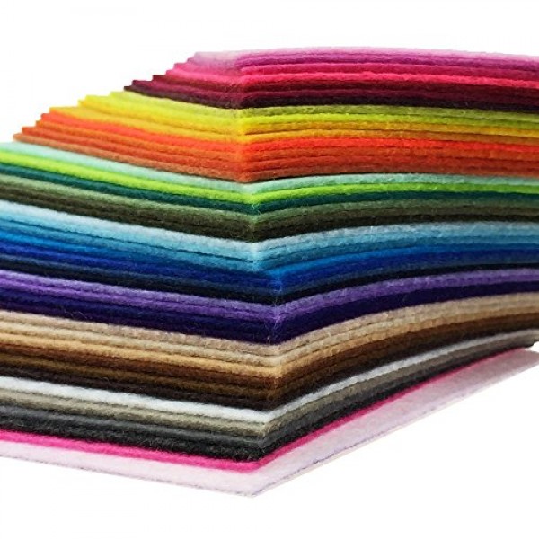 flic-flac 44PCS 4 x 4 inches 10 x10cm Assorted Color Felt Fabric...