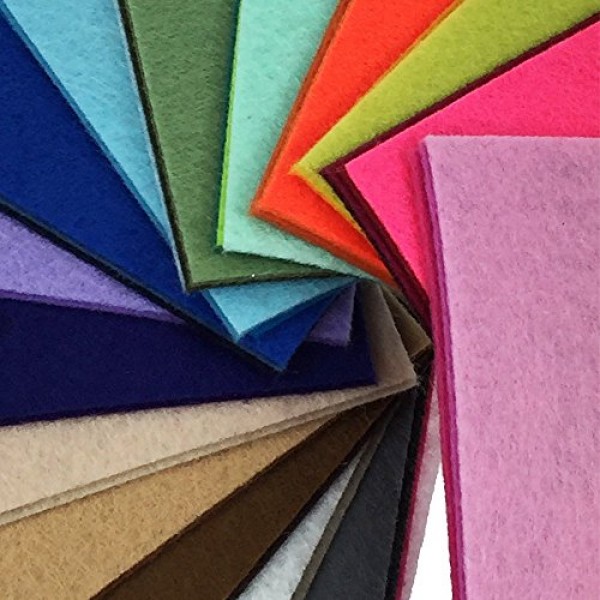 flic-flac 44PCS 4 x 4 inches 10 x10cm Assorted Color Felt Fabric...