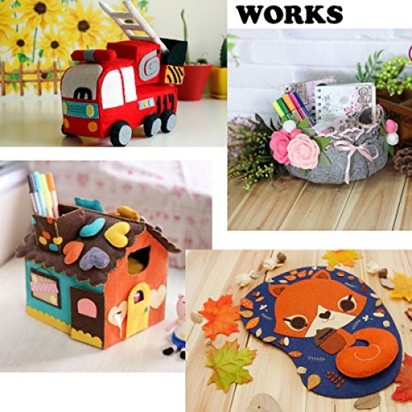 flic-flac 44PCS 4 x 4 inches 10 x10cm Assorted Color Felt Fabric...