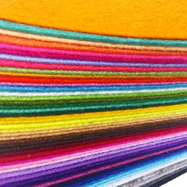 flic-flac 48PCS 12 x 12 inches 30 x 30cm Assorted Color Felt Fab...