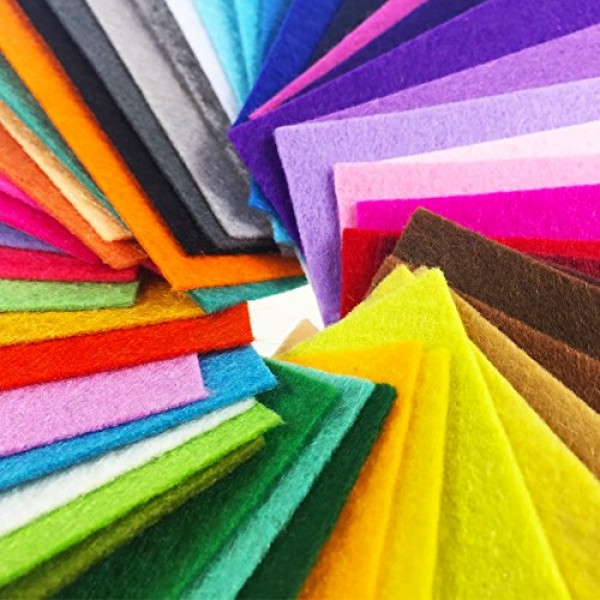 flic-flac 48PCS 12 x 12 inches 30 x 30cm Assorted Color Felt Fab...