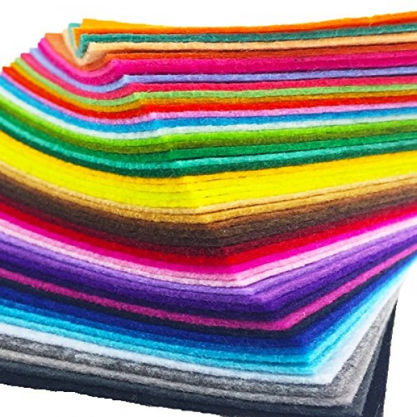 flic-flac 48PCS 12 x 12 inches 30 x 30cm Assorted Color Felt Fab...