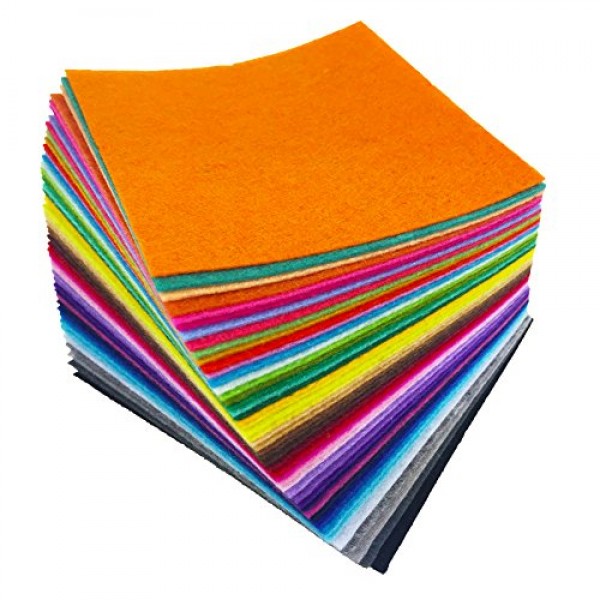 flic-flac 48PCS 6 x 6 inches 15 x 15cm Assorted Color Felt Fabri...