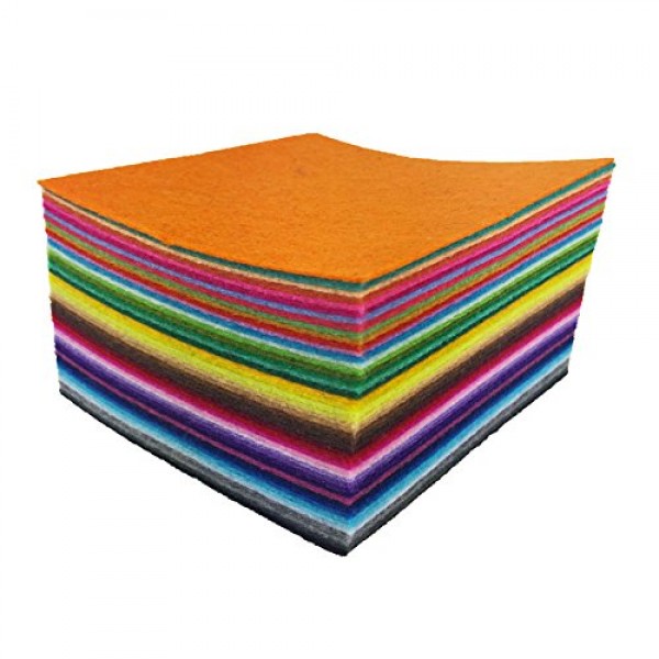 flic-flac 48PCS 6 x 6 inches 15 x 15cm Assorted Color Felt Fabri...
