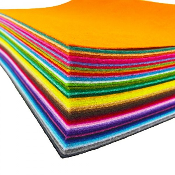 flic-flac 48PCS 6 x 6 inches 15 x 15cm Assorted Color Felt Fabri...