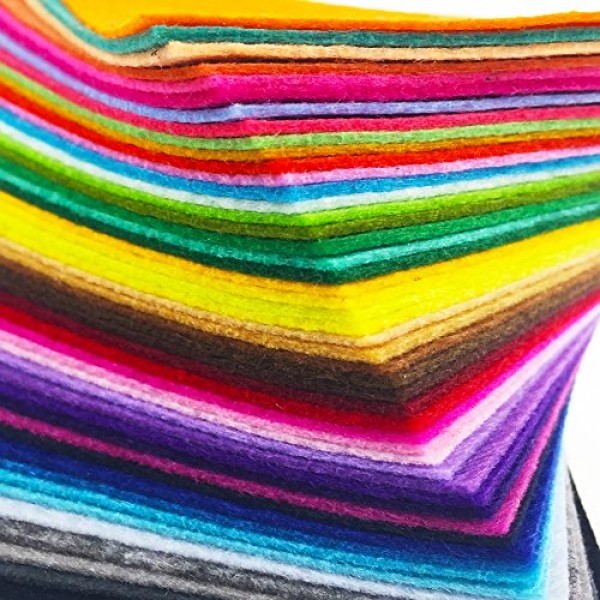 flic-flac 48PCS 6 x 6 inches 15 x 15cm Assorted Color Felt Fabri...