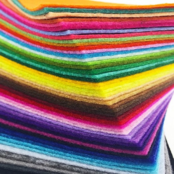 flic-flac 48PCS 8 x 12 inches 20 x 30cm Assorted Color Felt Fabr...