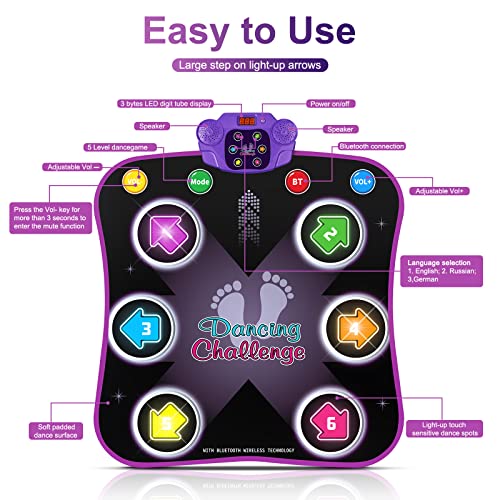 Dance Mat Toys for 3-12 Year Old Kids, Electronic Dance Pad with L...