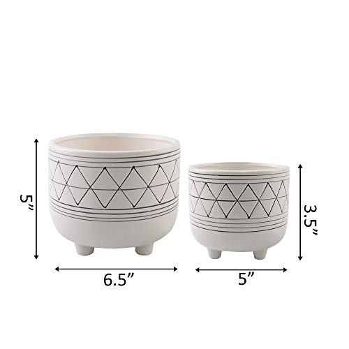 Flora Bunda Mid Century Set of 2 Handpainted Geometric Ceramic Pla...