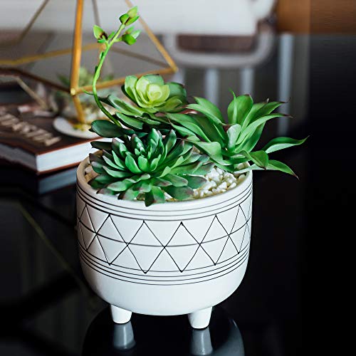 Flora Bunda Mid Century Set of 2 Handpainted Geometric Ceramic Pla...