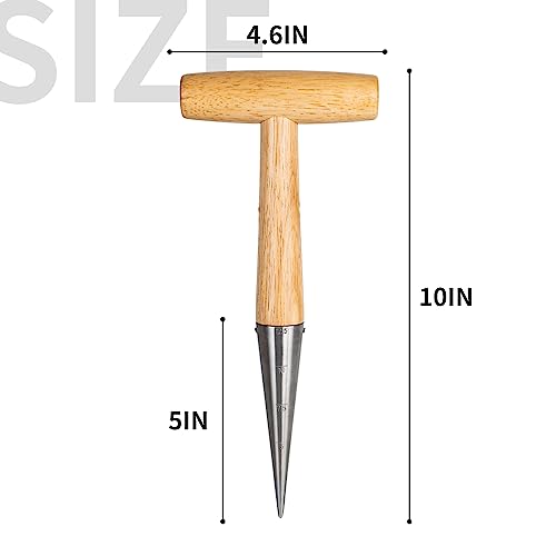 FLORA GUARD Hand Dibber Garden Tool, Seed Planter Tool with Wood H...