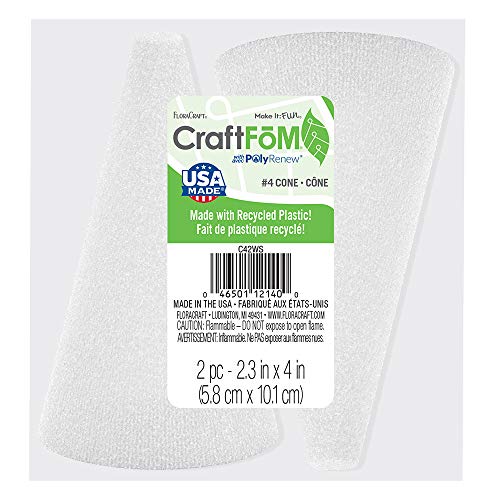FloraCraft CraftFōM 2 Piece Cone 2.3 Inch x 4 Inch White