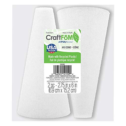 FloraCraft CraftFōM 2 Piece Cone 2.75 Inch x 6 Inch White