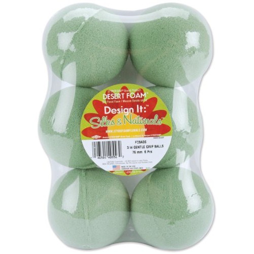 Floracraft Dry Foam Ball, Green, 3-Inch, 6-Pack