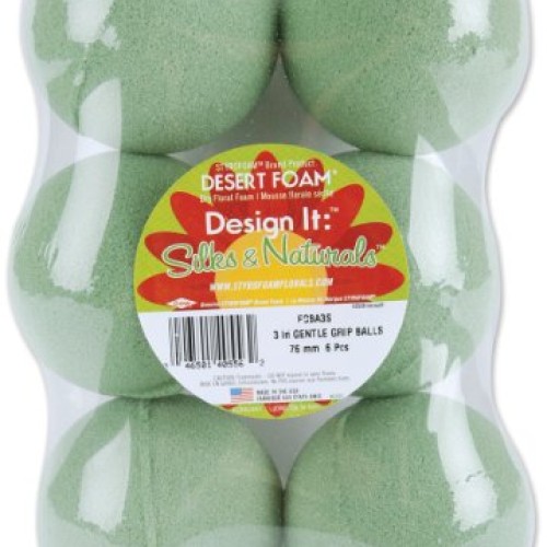 Floracraft Dry Foam Ball, Green, 3-Inch, 6-Pack