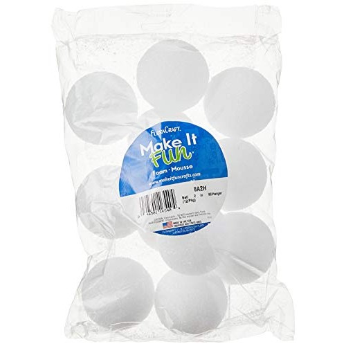 FloraCraft Styrofoam Balls, 2-Inch, White, 12 Per Package