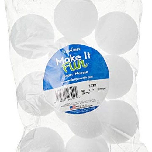FloraCraft Styrofoam Balls, 2-Inch, White, 12 Per Package