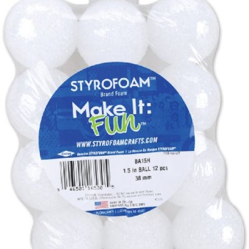 Floracraft Styrofoam Balls Foam, 1.5-Inch, White, 12 Per Package