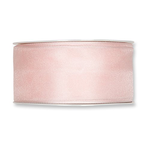 FloristryWarehouse Blush Pink Organza Ribbon 1.5 inches Wide Wired...