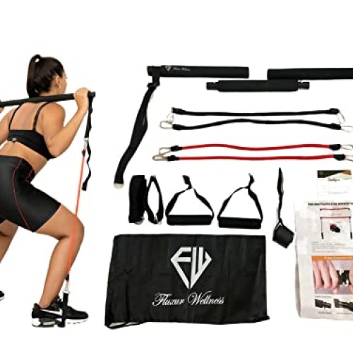 Fluxur Wellness Upgraded Pilates Bar with 4 Resistance Bands, Door...