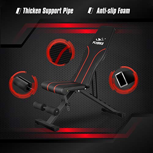 FLYBIRD Adjustable Bench,Utility Weight Bench for Full Body Workou...