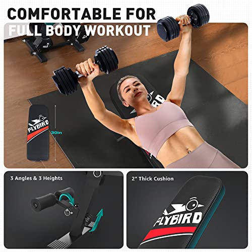 FLYBIRD Adjustable Weight Bench, Workout Benches for Home Gym, Stu...