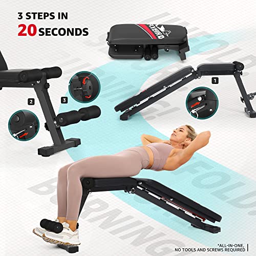 FLYBIRD Adjustable Weight Bench, Workout Benches for Home Gym, Stu...