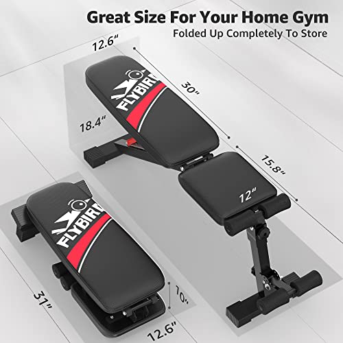 FLYBIRD Adjustable Weight Bench, Workout Benches for Home Gym, Stu...
