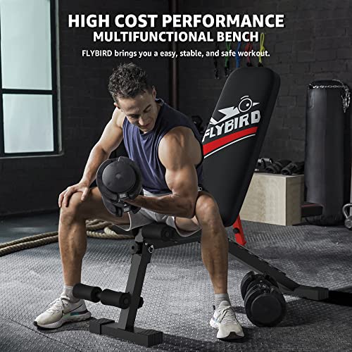 FLYBIRD Adjustable Weight Bench, Workout Benches for Home Gym, Stu...