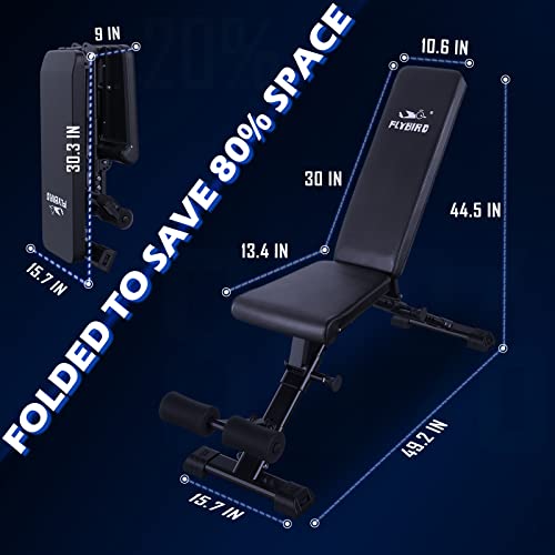 FLYBIRD Weight Bench, Adjustable Strength Training Bench for Full ...