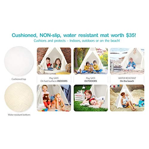 Kids Teepee Tent Children Play Tent 5 ft Raw White Cotton Canvas F...