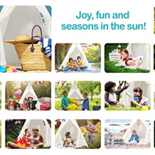 Kids Teepee Tent Children Play Tent 5 ft Raw White Cotton Canvas F...