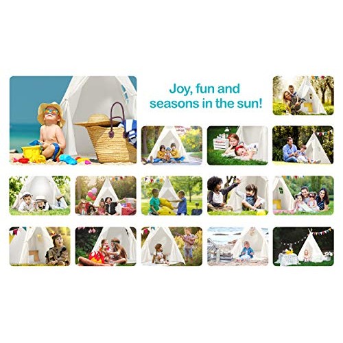 Kids Teepee Tent Children Play Tent 5 ft Raw White Cotton Canvas F...