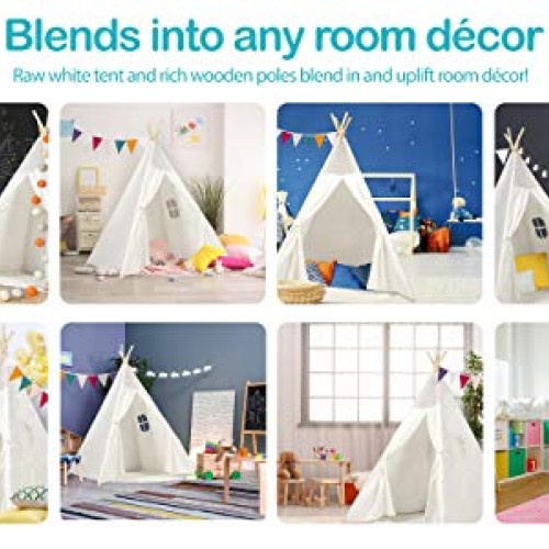 Kids Teepee Tent Children Play Tent 5 ft Raw White Cotton Canvas F...