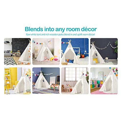 Kids Teepee Tent Children Play Tent 5 ft Raw White Cotton Canvas F...