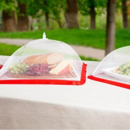 FlyFix Pop-Up Food Cover Tent 4 Pack - Reusable, Mesh, Collapsib...