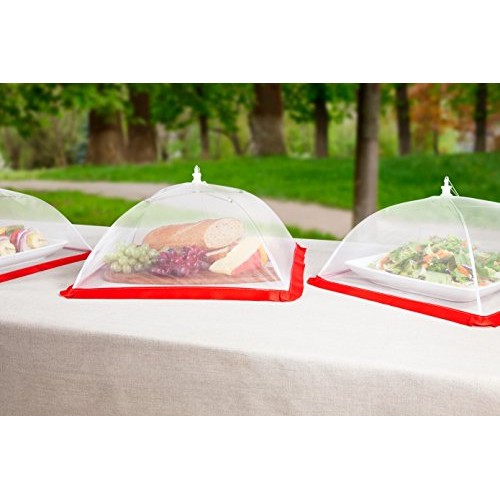 FlyFix Pop-Up Food Cover Tent 4 Pack - Reusable, Mesh, Collapsib...