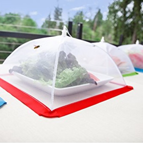 FlyFix Pop-Up Food Cover Tent 4 Pack - Reusable, Mesh, Collapsib...