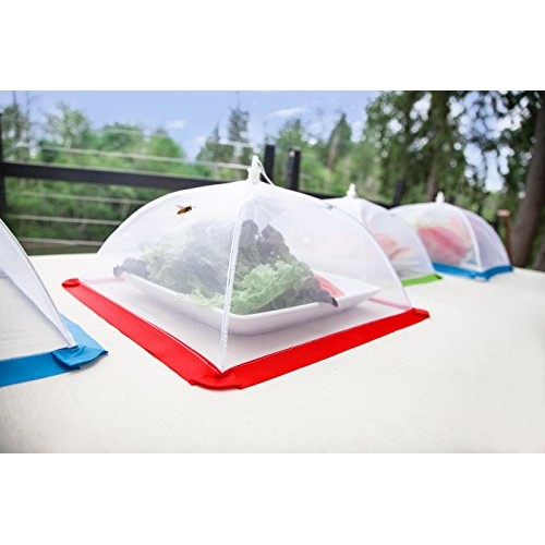 FlyFix Pop-Up Food Cover Tent 4 Pack - Reusable, Mesh, Collapsib...
