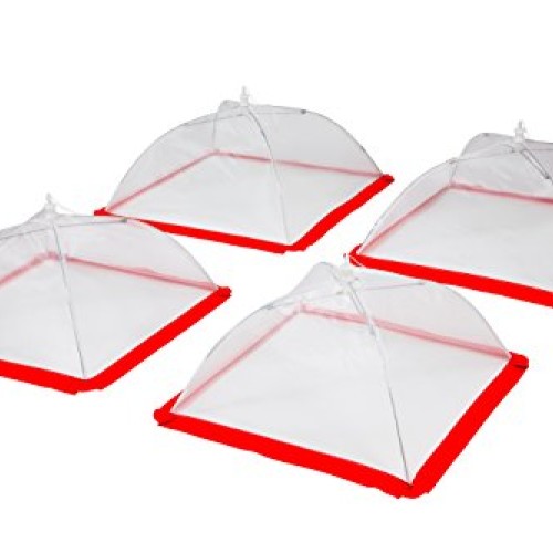FlyFix Pop-Up Food Cover Tent 4 Pack - Reusable, Mesh, Collapsib...