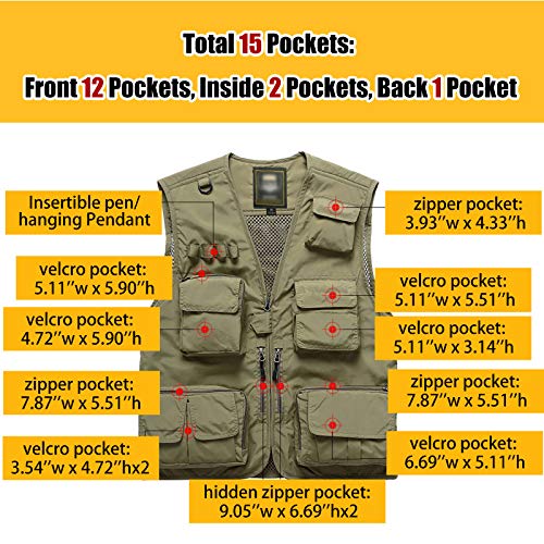 Flygo Mens Casual Lightweight Outdoor Travel Fishing Vest Jacket ...