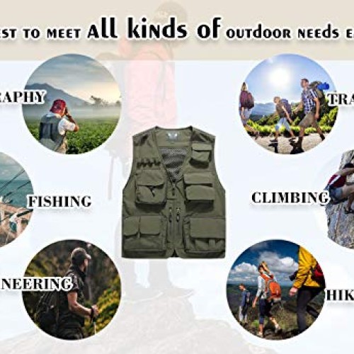 Flygo Mens Casual Lightweight Outdoor Travel Fishing Vest Jacket ...
